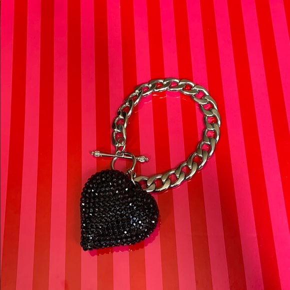 👛 2 for $20👛Black Rhinestone Puff Heart Bracelet - Picture 2 of 7